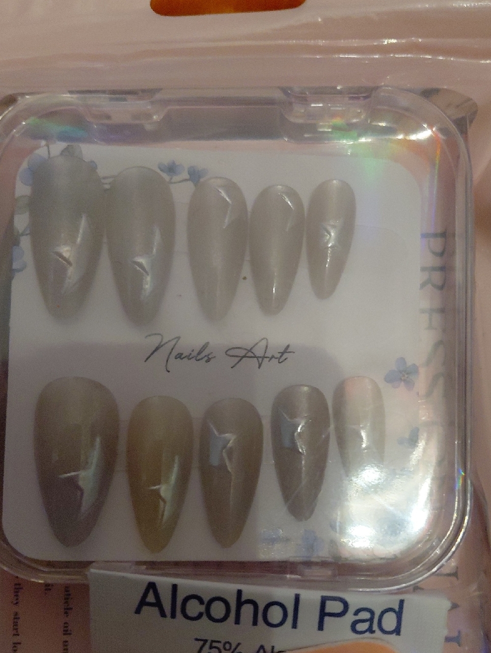 Neutral Shimmer Press-On Nails - Almond Stiletto Set